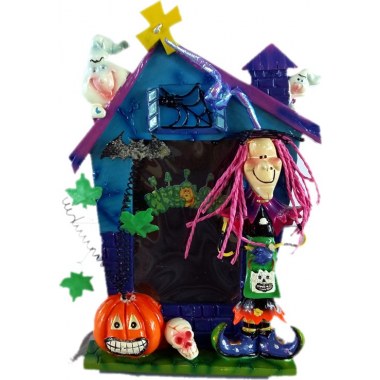 Foto ramka ceram. 13x9 Halloween z czarownicą 21x13cm w folii bąbelkowej i w pud