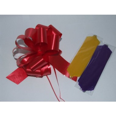 Dekoracja do prezentów kokardka xxl 1450x50mm perłowa: różowa/niebieska/zółta w wor.