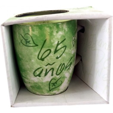 Kuchnia kubek ceramiczny : 300ml 9x8cm zielony z napisami w kolorowym kartoniku