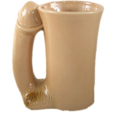 Party prezent śmieszny kubek ceramiczny 14cm z uchwytem w kształcie męskiego przyrodzenia w pud.