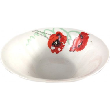 Kuchnia miska ceramiczna 500ml 17.5x6cm kremowa wzór kwiaty czerwone maki