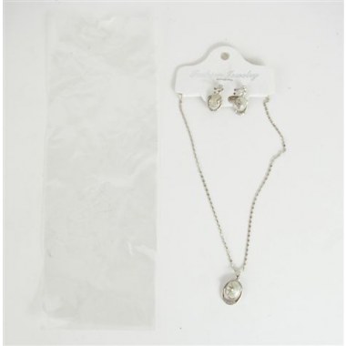 Biżuteria naszyjnik + wisior + kolczyki z kamieniem i cyrkoniami: 23+3+2.5cm