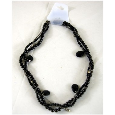 Biżuteria naszyjnik z pereł z kryształkami i łańcuszkiem 25cm biały/czarny w wor. z zaw.