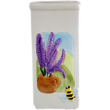 Nawilżacz powietrza ceramiczny 18cm kremowy z motywem kwiaty/pszczoła