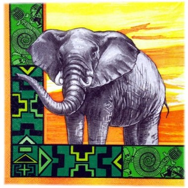 Dekoracja serwetki trójwarst. 33x33cm: wzór 'Afrykański Słoń' 20szt