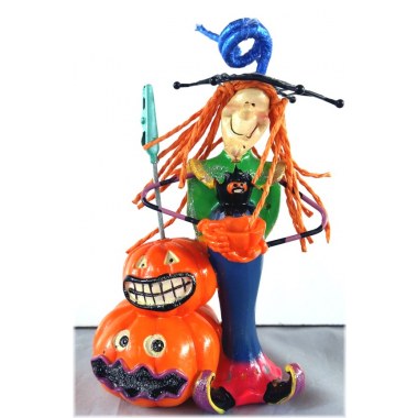 Dekoracja stojak na biurko memo holder 14x8cm ceramiczny 'Halloween' czarownica z klipsem do zdjęć/notatek w pud.