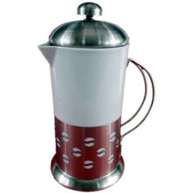Kuchnia zaparzacz ceramiczny 600ml do kawy,herabaty,ziół 20x10cm obudowa wykonana ze stali szlachetnej inox , naczynie  białe ceramiczne w pud.