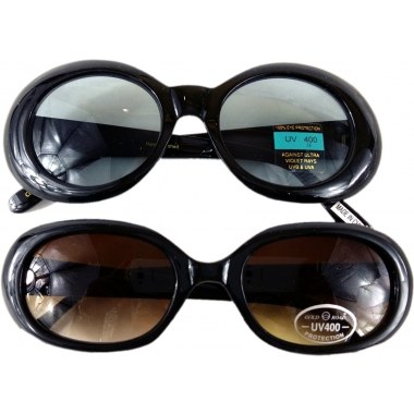 Okulary przeciwsłoneczne brązowe zaokrąglone oprawki czrne/brąz z połyskiem w wor.