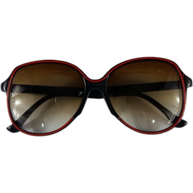 Okulary przeciwsłoneczne czarne zaokrąglone oprawka czarno/fioletowa/czerwona w wor.