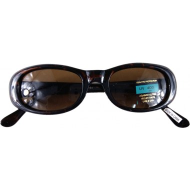 Okulary przeciwsłoneczne czarne/brązowe podłużne oprawka czarna/brąz z połyskiem w wor.