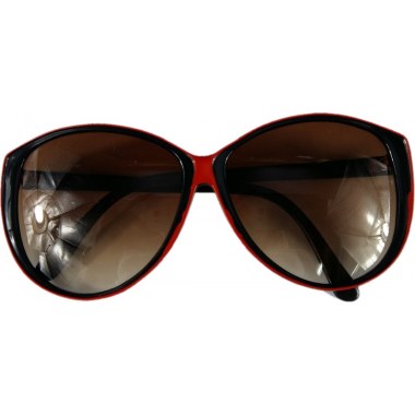 Okulary przeciwsłoneczne czarne/brązowe zaokrąglona oprawka czarno/czerwona/biała/fioletowa w wor.