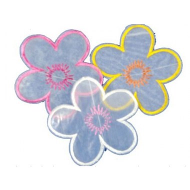 Pasmanteria aplikacja kwiat: s 8x8cm niebieskie/różowe