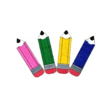 Pasmanteria aplikacja ołówek:m 10.5xcmx3cm żółty/różowy/niebieski/zielony