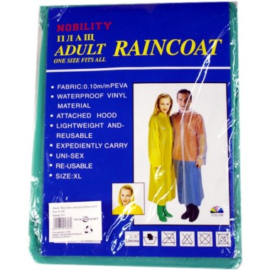 Płaszcz p/deszcz zwykły gruby xl:  120x70cm w etui żółty/niebieski/zielony 0.03