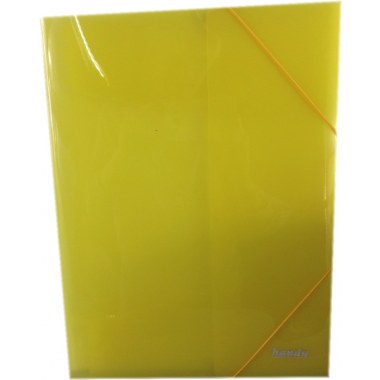 Teczka twarda na dokumenty A4 plast. PP przeźroczysta 31.5x24.5cm z gumką żółta Handy w wor.
