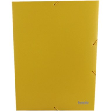 Teczka twarda na dokumenty A4 plast. przestrzenna PP poszerzana grubość 25mm 32..5x24.5cm matowa z gumką żółta Handy w wor.