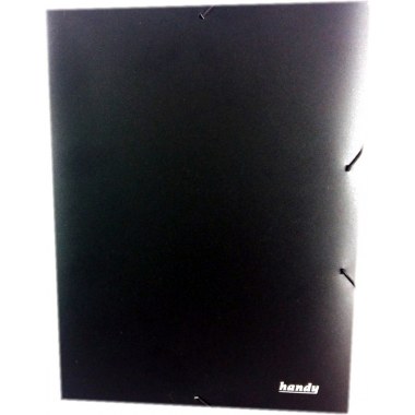 Teczka twarda na dokumenty A4 plast. przestrzenna PP poszerzana grubość 25mm 32.5x24.5cm matowa z gumką czarna Handy w wor.
