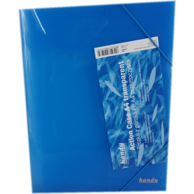 Teczka twarda na dokumenty A4 plast. przestrzenna PP poszerzana grubość 25mm 32.5x24.5cm matowa z gumką niebieska Handy w wor.