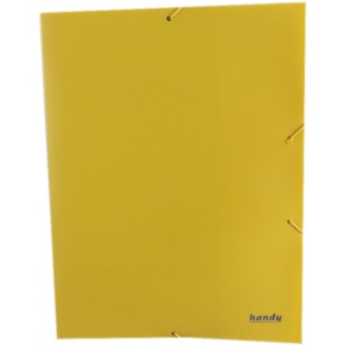 Teczka twarda na dokumenty A4 plast. przestrzenna PP poszerzana grubość 40mm 32..5x24.5cm matowa z gumką żółta Handy w wor.