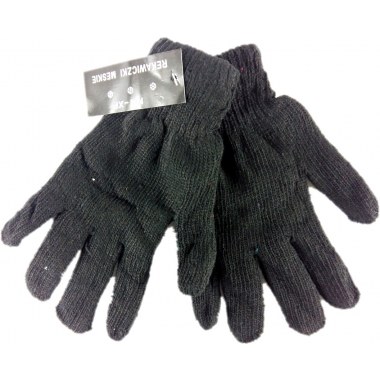 Tekstylia rękawiczki męskie grube ciepłe zimowe 100% akryl roz. L-XL czarne w wor.