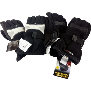 Tekstylia rękawiczki męskie Snowboardowe roz.7-10 z wymiennymi usztywniaczmi czarne , czarno/białe/szare