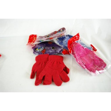Tekstylia rękawiczki młodzieżowe 85% akryl 15% elastan fioletowe/borodo/czerwone/niebieskie/brązowe/różowe  w wor.