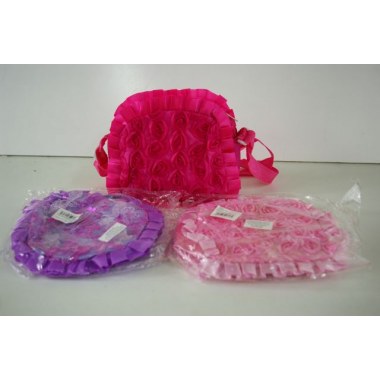 Tekstylia torebka dziewczęca z materiału 19x13x5.5cmr różowa/fioletowa w wor.