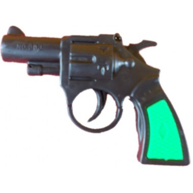 Zabawka broń pistolet na spłonkę  9cm: rewolwer czarny w wor. z zaw.