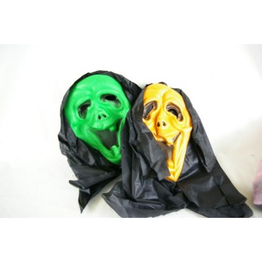 Party maska plast. 'Krzyk' zielona/pomarańczowa/czerwona