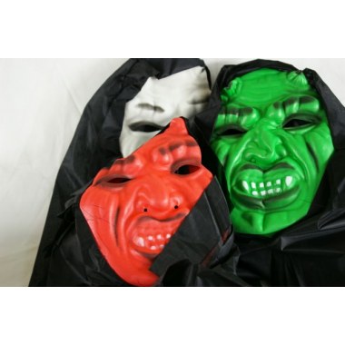 Party maska plast. 'Diabeł' zielona/pomańczowa/czerwona/biała