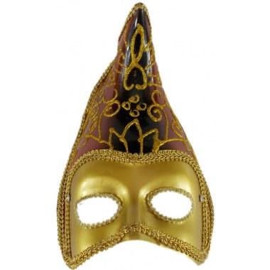 Party maska wenecka metalic z brokatowym motywem na gumce srebrna,złoto-czerwona w wor.