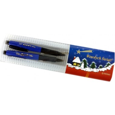 Długopis zest. ,, klas. aut. nieb. 1szt  + ołówek aut. gumowy uchw. niebieski w etui plast. Chubby Trad w wor.