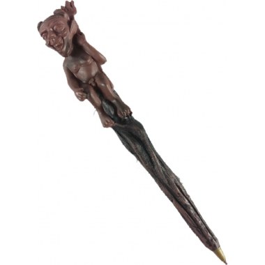 Długopis gadżet figurka z polistonu 15.5cm Diabeł brązowy ( wkład nie pisze) w folii babelkowej