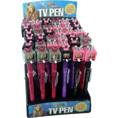 Długopis gadżet z nakładką TV Hannah Montana wkład czarny ze skuwką róż/fiolet/czar
