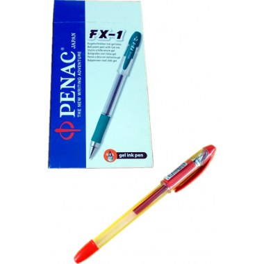 Długopis żel ,, 01szt/1kol: czerwony gumowy uchw. ze skuw. 0.7mm FX-1