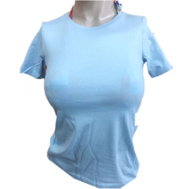 Tekstylia T-shirt młodzieżowy z krótkim rękawem damski błękitna roz. S 100% bawełna , koszulka gramatura 150g