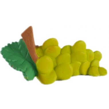 Dekoracja gumowa winogron 10x5cm żółty z zielonym liściem
