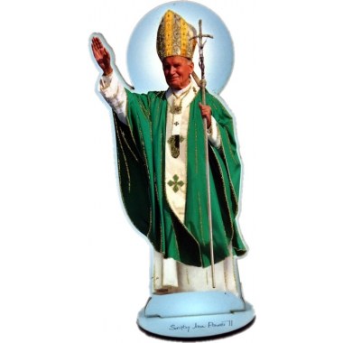 Dewocjonalia dekoracja z płyty figurka 15.5x6cm Papież Jan II na podst.