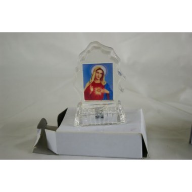 Dewocjonalia dekoracja szkl. statuetka Jezus, Matka Boska 10x6cm nie świecąca w pud.