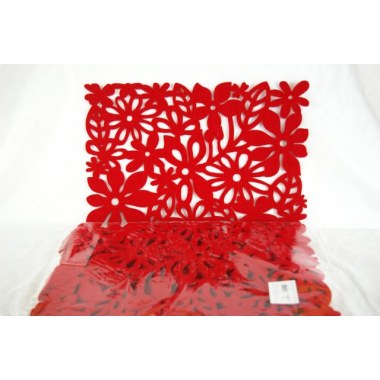 Dekoracja filc podkładka na stół ażurowa 45x30cm czerwona