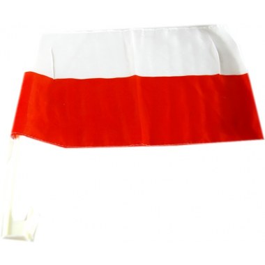 Dekoracja flaga Polski : 45x30cm z uchwytem na szybę w wor.