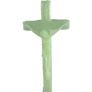 Dewocjonalia krzyż dekoracja świecący 20cm fluorescencyjny zielony w wor.