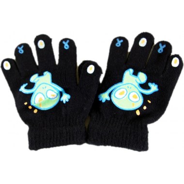 Tekstylia rękawiczki dziecięce 85% akryl 15% elastan czarne/beżowe/niebieskie/brązowe kosmiczny wzór
