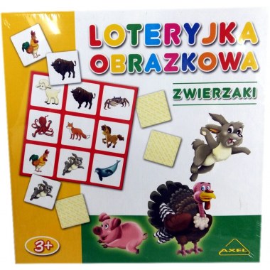 Gra edukacyjna 1w1 dla najmłodszych 'Loteryjka obrazkowa zwierzaki' 30elem. od 1 do 3 graczy , od 3 lat w pud. w folii