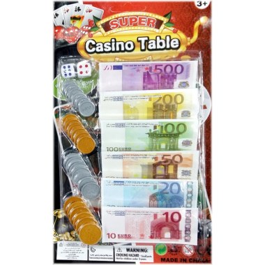 Gra losowa Casino Table 2kości+ 24żetony +6banknoty na blist. z zaw