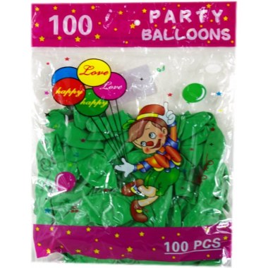 Balony zwykłe  l  100szt 40cm zielone: w wor. z zaw. 1.2