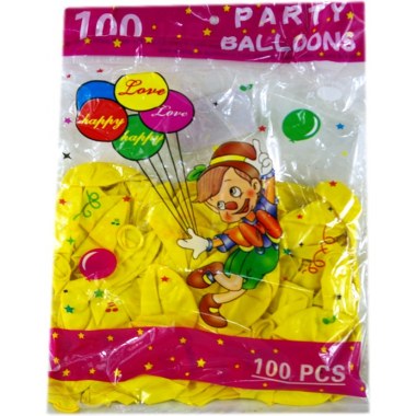 Balony zwykłe  l  100szt 40cm żółte: w wor. z zaw. 1.2