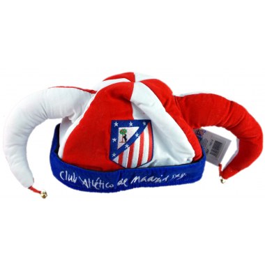 Party czapka 'Kapelusz Kibica Atletico Madrid 'obw.50cm 25x14cm welurowa z dzwoneczkami biało/nieb/czerwona w wor.