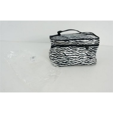 Kosmetyczka kuferek: l z lusterkiem 22x17x14cm lux bia/czar/zło/róż zebra w wor.