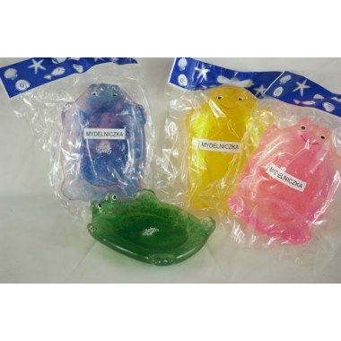Łazienka mydelniczka podstawka gumowa 'Jelly' brokatowa 11.5x8.5cm niebieska/zielona/żółta/różowa w wor. z zaw.